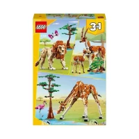 LEGO 31150 Creator 3en1 Les Animaux Sauvages du Safari, Jouet avec Figurines d'Animaux, Girafe, Gazelles et Lion(m-6)