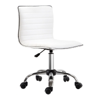 HOMCOM Mid-Back Swivel Office Chair, Adjustable Armless Desk Chair in PU Leather and Chrome Base, White