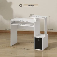 HOMCOM Particle Board Multi-Tier Computer Desk White(m-3)