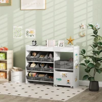 AIYAPLAY Etajeră pentru jucării pentru copii etajeră pentru cărți 11 coșuri de depozitare din material nețesut 105 x 30 x 80 cm alb(m-6)