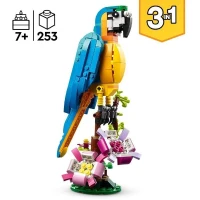 LEGO Creator 3-en-1 31136 Le Perroquet Exotique, Figurines Animaux de la Jungle, avec Grenouille et Poisson(m-3)