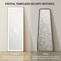 HOMCOM Espejo de Pie Cuerpo Entero con Luces 165x60 cm de Pie o de Pared 3 Temperaturas de Color Ajustables Blanco y Negro(m-8)