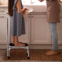 HOMCOM Treaptă cu bară de sprijin - treaptă de siguranță - Acces la cadă - Platformă & talpi antiderapante - Oțel galvanizat(m-6)