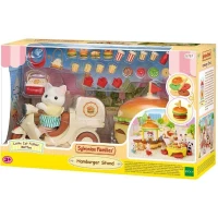 Jeu de Restauration - SYLVANIAN FAMILIES - Stand de Hamburgers - Papa Chat Latté et Scooter(m-1)