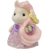 Coiffeuse Fille Poney - SYLVANIAN FAMILIES - Joy aux cheveux roses - Accessoires de coiffure inclus(m-1)