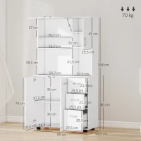 HOMCOM Dulap de bucătărie cu multiple spații 4 uși 3 sertare etajeră + blat mare 89L x 39,5l x 168H cm alb(m-3)