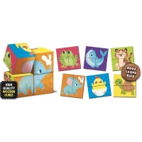 Jeu créatif 2-en-1 - LISCIANI - Montessori Baby Bois - Cubes et puzzle - Observation et dextérité - Bois et carton(m-3)