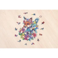 Puzzle en bois Renard coloré 150 pieces robustes et naturelles dont 15 figurines en bois (whimsies), Qualité premium - Pour enfants(m-4)