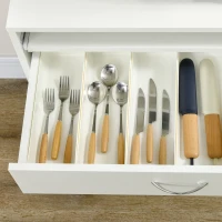 HOMCOM Dulap de bucătărie bufet de dining cu 4 uși tavă glisantă raft reglabil sertar 70x40x180 cm Alb(m-5)