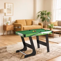 SPORTNOW Tavolo da Biliardo Pieghevole con Stecche, Palle e Triangolo per Adulti e Bambini da 12 Anni, 104x55.5x68 cm(m-2)