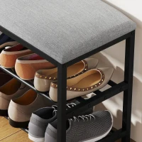 HOMCOM Bancă pentru pantofi cu șezut, bancă cu spațiu de depozitare, raft pentru pantofi cu 2 compartimente deschise, bancă 81 x 31 x 50 cm Negru(m-5)