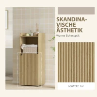 HOMCOM Badkamerkast Niskast met deur, open vak, verstelbare plank, badkamerkast, 40 x 31 x 104 cm, gele eik(m-6)