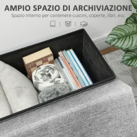 HOMCOM Panca Contenitore Pieghevole con Schienale e Vano da 77L, Rivestimento in Tessuto, 76x50x73 cm, Grigio(m-5)