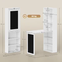 HOMCOM Fold-out Convertible Writing Desk Wall Mount Cabinet with Blackboard and Side Shelf Multi-Function Home Office Workstation, White(m-3)