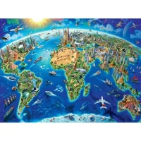 Puzzle 300 p XXL - Carte des monuments du monde - Ravensburger - Pour enfant des 9 ans - Fabriqué en Europe(m-2)