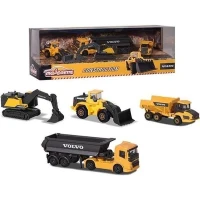 Coffret de 4 véhicules de chantier Volvo en métal reproductions a l'échelle 1/64eme - Majorette(m-1)