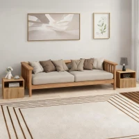 HOMCOM stolik nocny, bezuchwytowy design, otwarta półka, szuflada, montaż ścienny, jasnobrązowy(m-9)