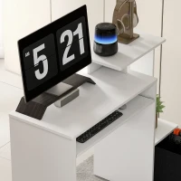 HOMCOM Particle Board Multi-Tier Computer Desk White(m-10)