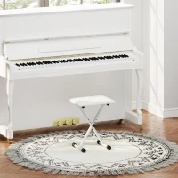 HOMCOM Taburet pian pliabil, banc reglabil pe înălțime, șezut tapițat PU, 39 x 29 x 37-47 cm, alb(m-2)