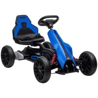 HOMCOM Kart Mașină Electrică pentru Copii 12V 3-8 Ani Viteză 3-5 km/h și Centură de Siguranță 100x58x58,5cm Albastru(m-7)