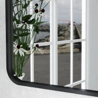 HOMCOM Oglindă de Baie Rectangulară cu Ramă Metalică Oglindă Decorativă pentru Dormitor Living sau Antreu 50x70 cm Negru(m-4)