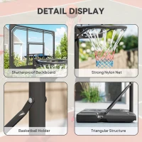 SPORTNOW Cos pentru baschet cu inaltime reglabila, 182-213 cm, Negru(m-8)