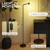 HOMCOM LED-vloerlamp woonkamer vloerlamp met 350° draaibare kop staande lamp met 3000K/4000K/6500K kleurtemperaturen zwart(m-6)