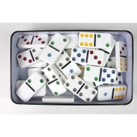 Jeu de dominos TACTIC Double 6 en boîte métal - Garçon et Fille - A partir de 5 ans(m-3)