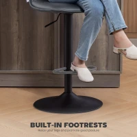 HOMCOM Set of Two Modern Faux Leather Bar Stools - Dark Grey(m-8)