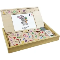 LEXIBOOK - Bio Toys - L'Ecole des mots bilingue Français / Anglais – Jeu en Bois(m-1)