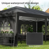 Outsunny 3 x 6m Pop-Up Gazebo, with Removable Walls - Black(m-6)