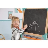 Smoby - Tableau en bois double face - Ardoise craie et Blanche magnétique - Pliable et hauteur ajustable - 80 accessoires - Dés 3ans(m-5)