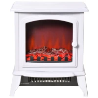 HOMCOM Șemineu decorativ cu Termostat Reglabil și Protecție la Supraîncălzire pentru Camere 20-25 m² 36,5x24x45,5 cm Alb(m-6)