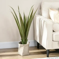 HOMCOM Plantă artificială tip agave în ghiveci, înălțime 90 cm, 16 frunze, interior și exterior, realism ridicat(m-6)
