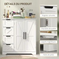 HOMCOM Mobilier de baie, corp de depozitare, cu 4 sertare, 1 dulap, pentru spații mici, 81,2 x 30 x 83,8 cm, alb(m-4)