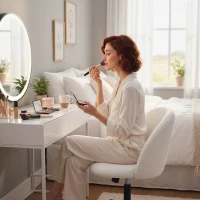 HOMCOM Teddy Fleece Office Chair with Wheels - Cream White(m-9)