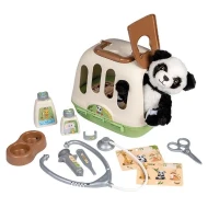 Smoby - Mallette vétérinaire - 1 peluche panda et de nombreux accessoires - Produit 2 en 1 : Cage de transport(m-1)