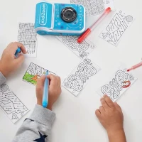 VTech KidiZoom Print Cam Bleu, Appareil photo enfant a impression instantanée, photo, selfie, vidéo, écran couleur, filtres et Effet(m-4)