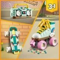 LEGO 31148 Creator 3en1 Les Patins a Roulettes Rétro, Jouet avec Mini-Skateboard et Boombox, Décoration Rétro(m-4)