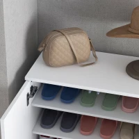 HOMCOM Dulap pentru pantofi cu oglindă pentru 18 perechi, 5 rafturi reglabile, pentru hol 60x32x95 cm Alb(m-4)