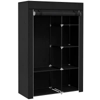 HOMCOM Armadio Guardaroba Portatile in Tessuto con 6 Ripiani Aperti e un Appendino, 103x43x162.5 cm, Nero(m-11)