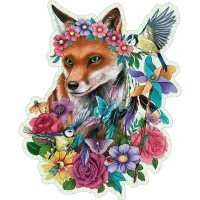 Puzzle en bois Renard coloré 150 pieces robustes et naturelles dont 15 figurines en bois (whimsies), Qualité premium - Pour enfants(m-2)