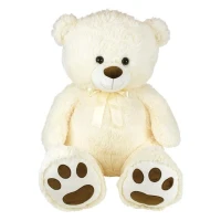 Ours Creme en Peluche avec Noeud +/- 100 cm - PLANET PLUCH - Grand ours creme de 1 metre, irrésistiblement doux.(m-2)