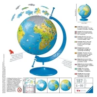 Puzzle 3D Globe terrestre 180 pieces - Ravensburger - Éducatif - Sans colle - Des 7 ans(m-3)