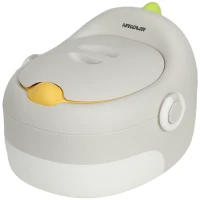 AIYAPLAY 3-în-1 Oliță pentru copii, scaun detașabil, tapițerie din piele ecologică, până la 50 kg, 6 luni până la 6 ani, Gri(m-6)