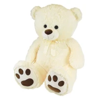 Ours Creme en Peluche avec Noeud +/- 100 cm - PLANET PLUCH - Grand ours creme de 1 metre, irrésistiblement doux.(m-1)