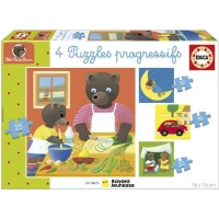 Puzzle - EDUCA - Petit Ours Brun : 4 puzzles progressifs pour enfants de 12 a 25 pieces des 3 ans(m-1)