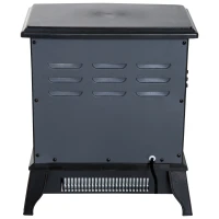 HOMCOM Șemineu Electric 1000 W/2000 W Șemineu Decorativ de podea cu Temperatură Reglabilă Flăcări LED și Protecție la Supraîncălzire pentru 15-20 ㎡ 36,5x24x46 cm Negru(m-4)