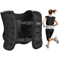 SPORTNOW Weighted Vest, 10 kg Weight Vest with Adjustable Straps, Reflective Strips, Black(m-10)
