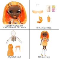 Rainbow High S23 Fashion Doll - Poupée 27 cm Michelle St Charles (Orange Fluo) - 1 tenue, 1 paire de chaussures et des accessoires(m-5)